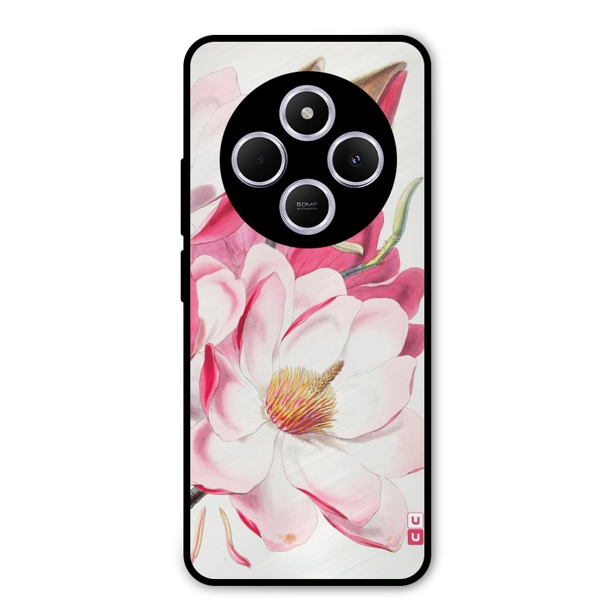 Pink Beautiful Flower Metal Back Case for Poco C75 5G