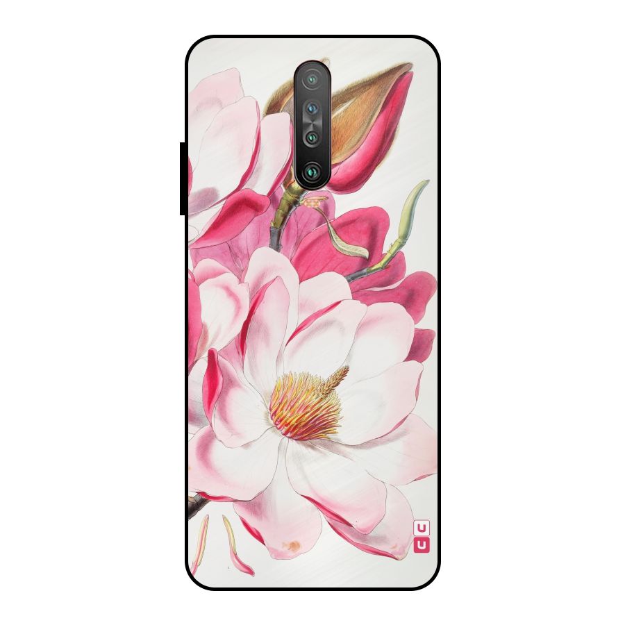 Pink Beautiful Flower Metal Back Case for Poco X2
