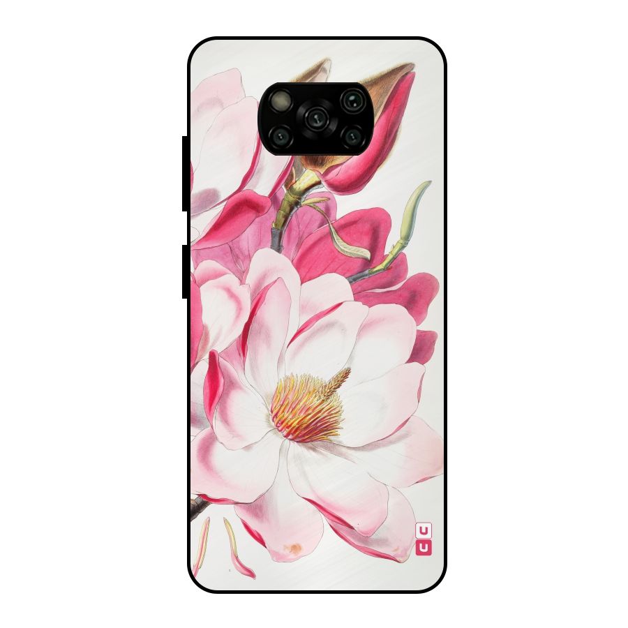 Pink Beautiful Flower Metal Back Case for Poco X3