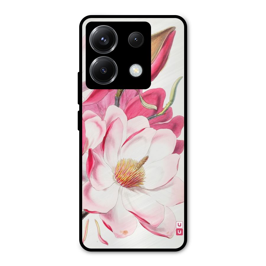 Pink Beautiful Flower Metal Back Case for Poco X6