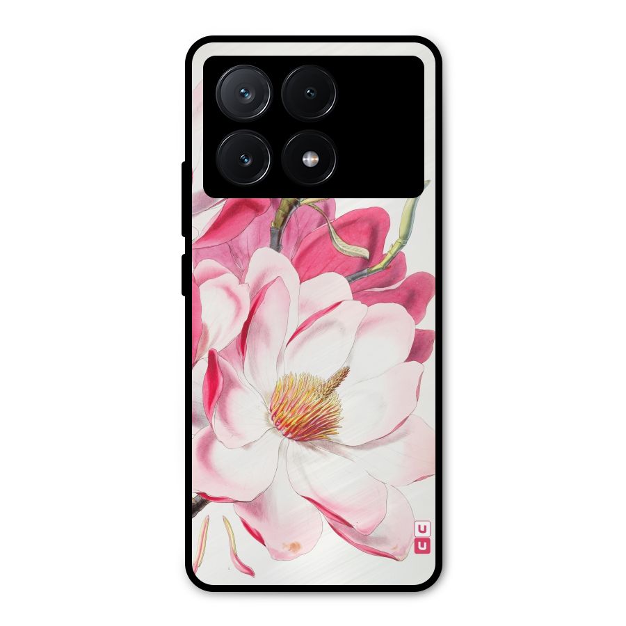 Pink Beautiful Flower Metal Back Case for Poco X6 Pro