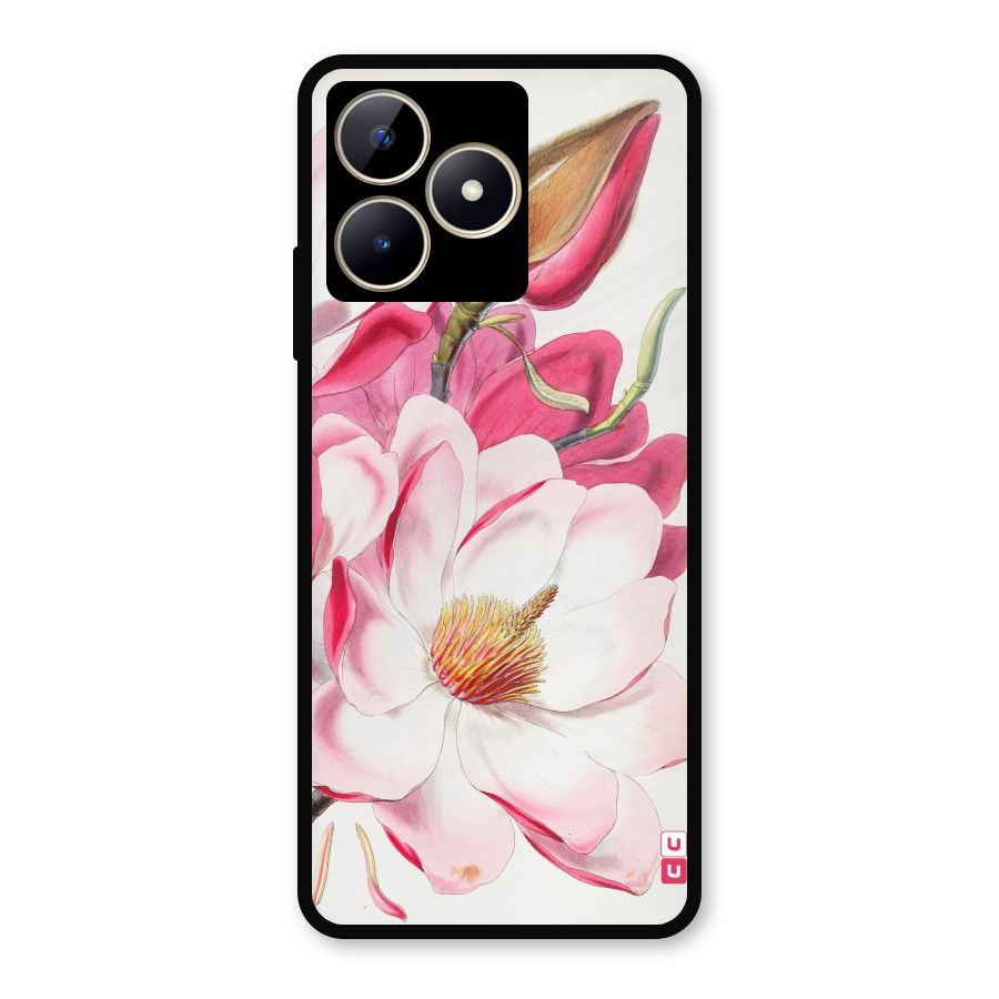 Pink Beautiful Flower Metal Back Case for Realme C53
