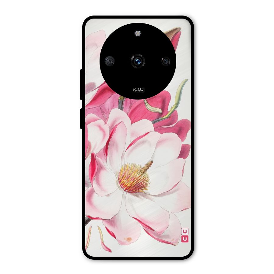 Pink Beautiful Flower Metal Back Case for Realme Narzo 60 5G