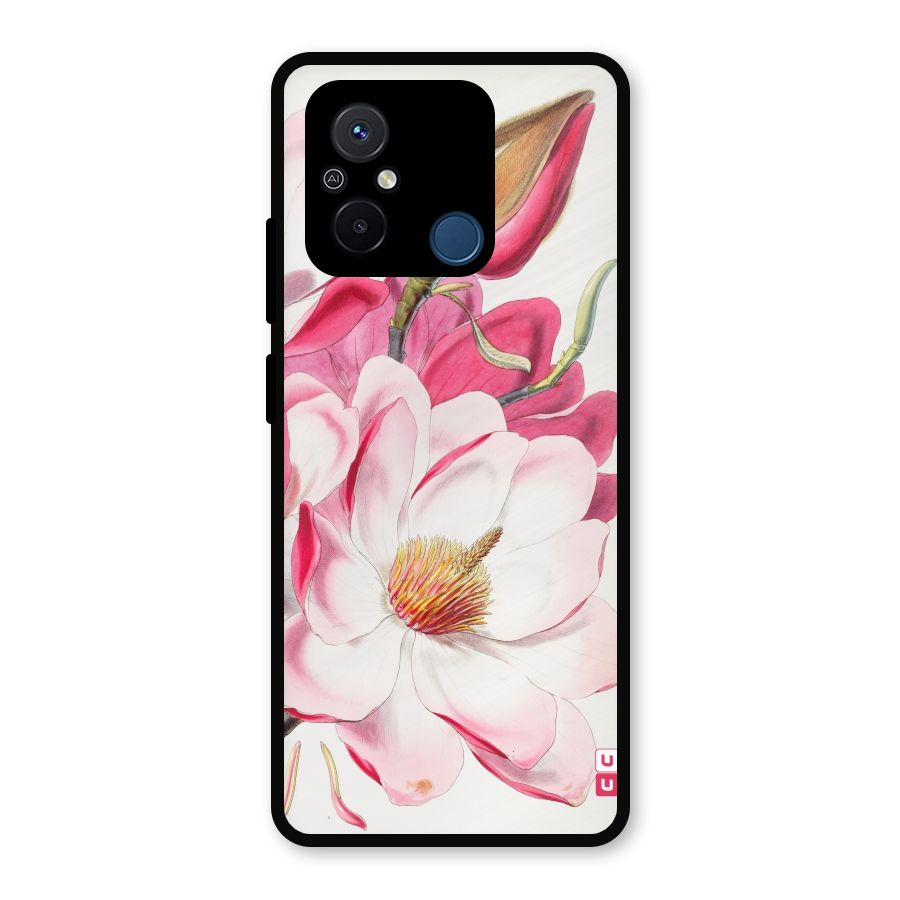 Pink Beautiful Flower Metal Back Case for Redmi 12C