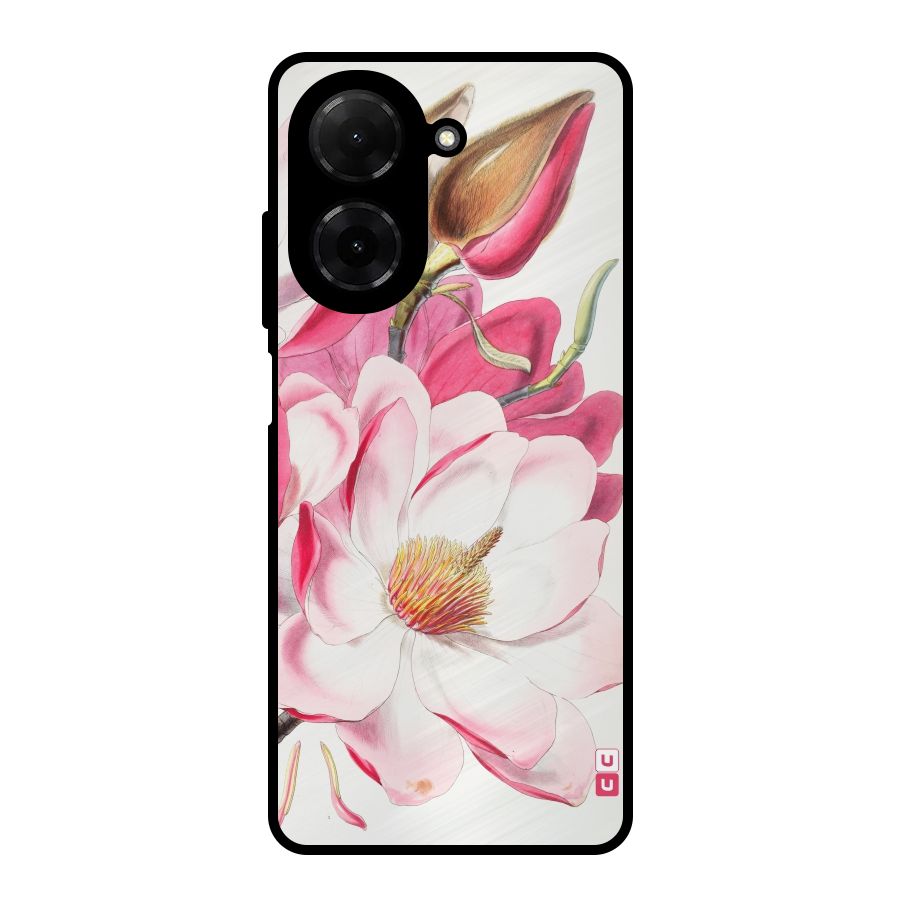 Pink Beautiful Flower Metal Back Case for Redmi A5 4G