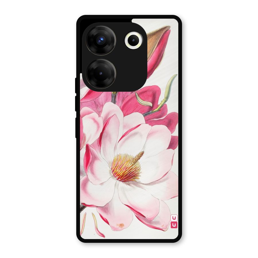 Pink Beautiful Flower Metal Back Case for Tecno Camon 20