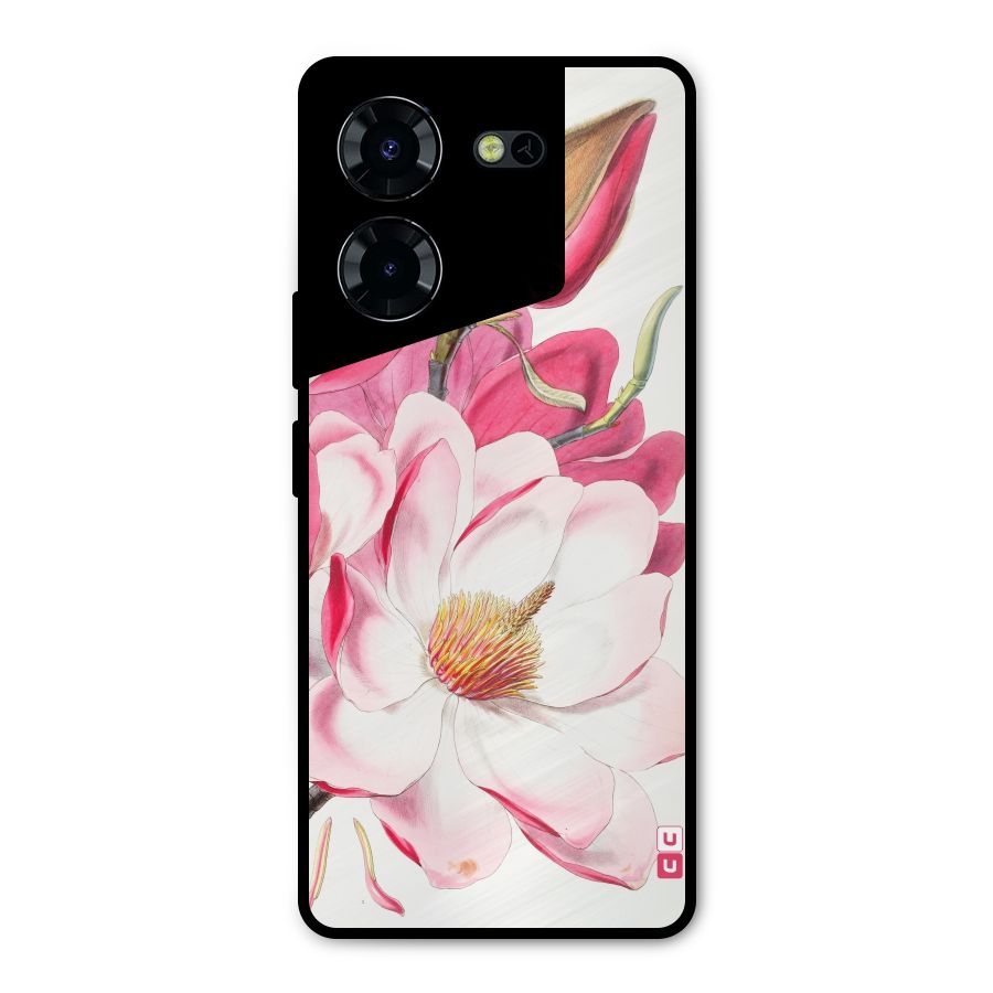 Pink Beautiful Flower Metal Back Case for Tecno Pova 5 Pro 5G