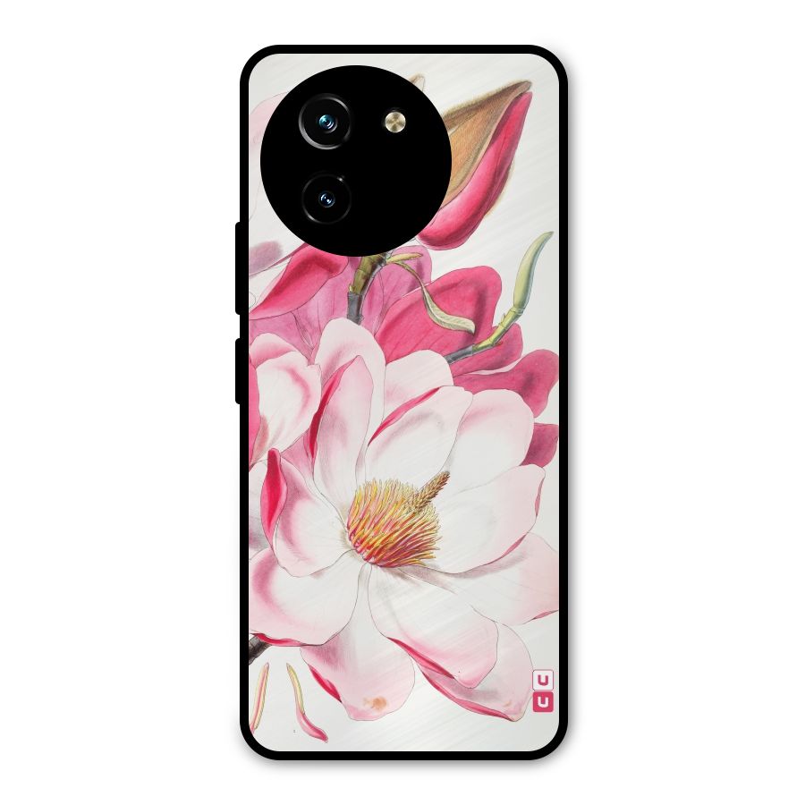 Pink Beautiful Flower Metal Back Case for Vivo T3x