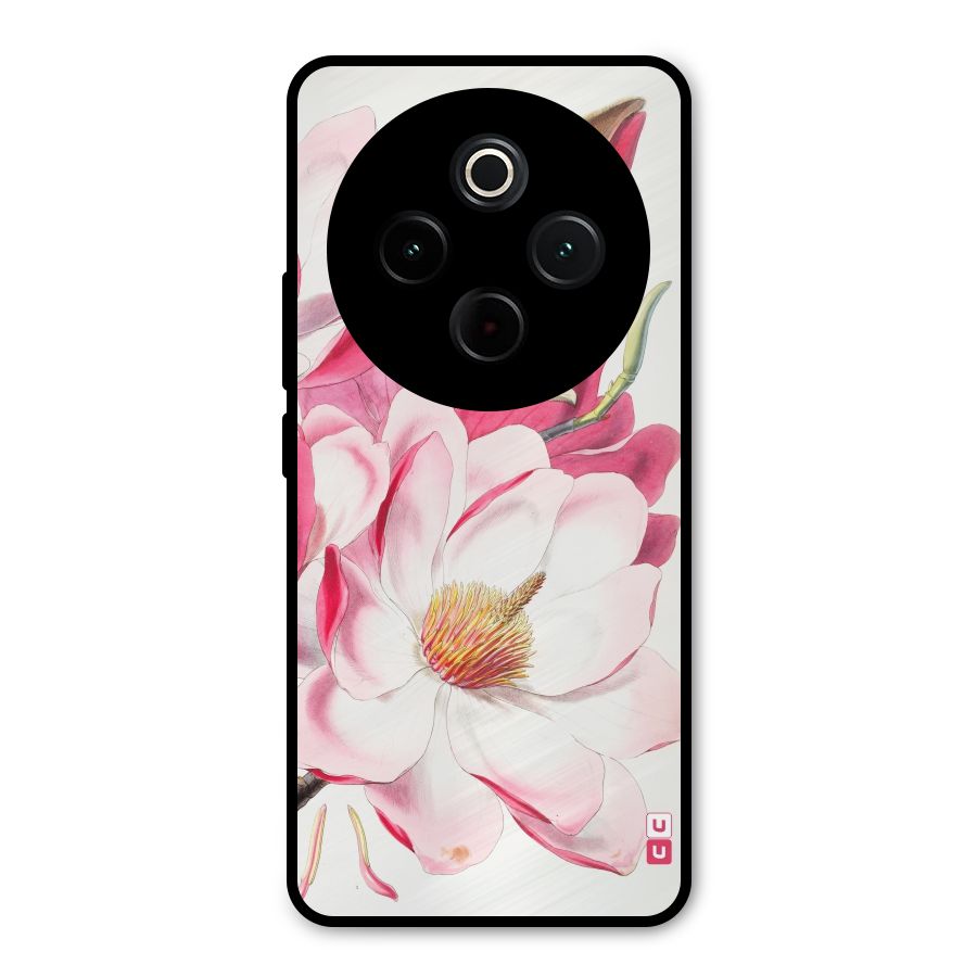 Pink Beautiful Flower Metal Back Case for Vivo T4