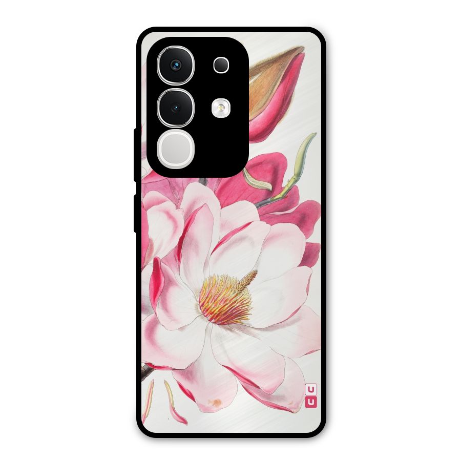 Pink Beautiful Flower Metal Back Case for Vivo T4x