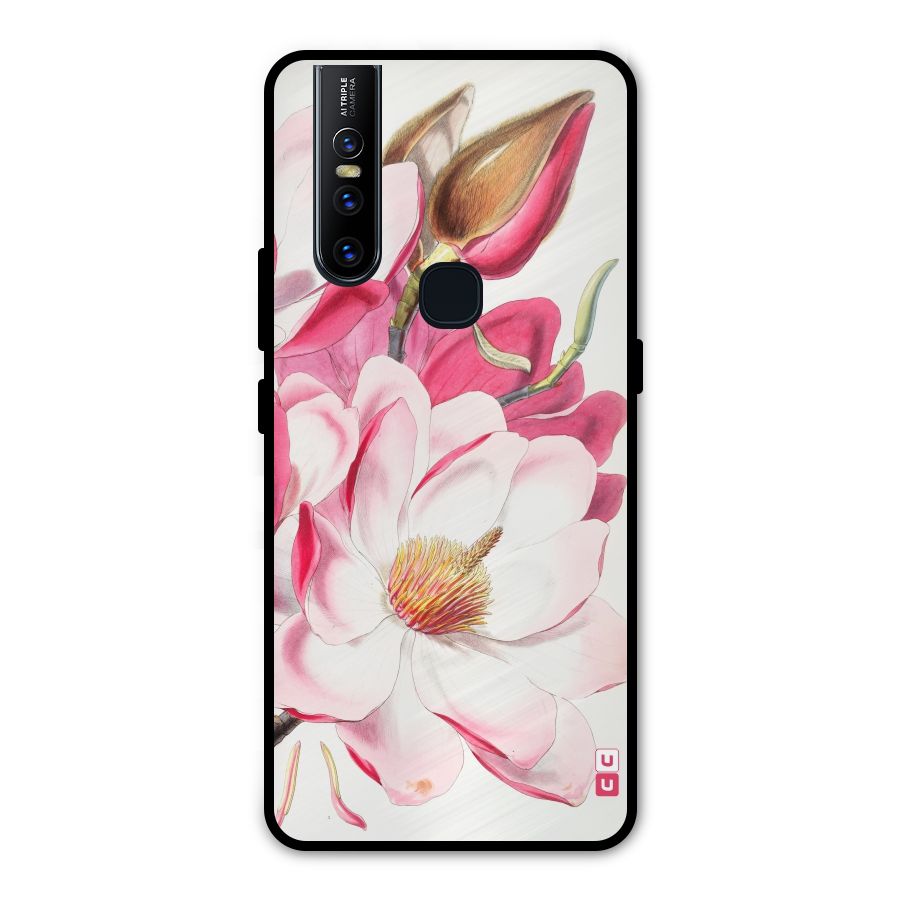 Pink Beautiful Flower Metal Back Case for Vivo V15