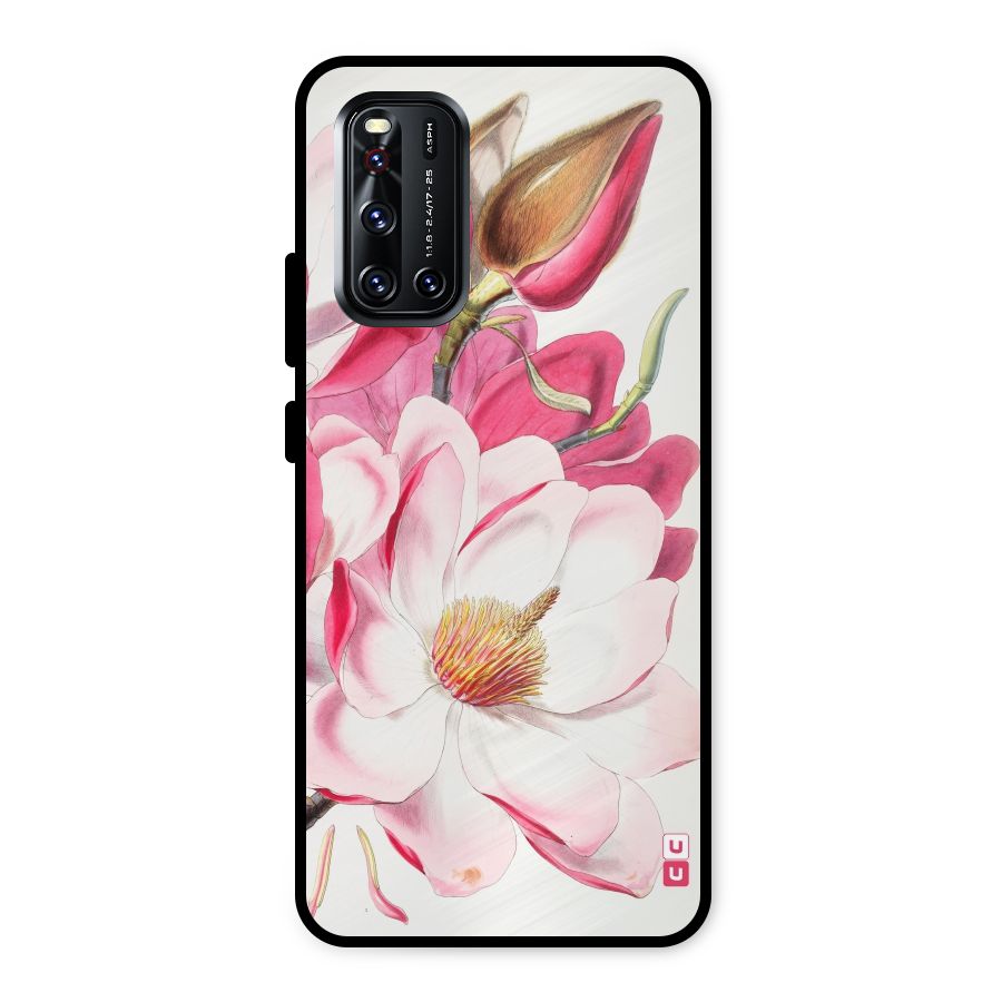 Pink Beautiful Flower Metal Back Case for Vivo V19