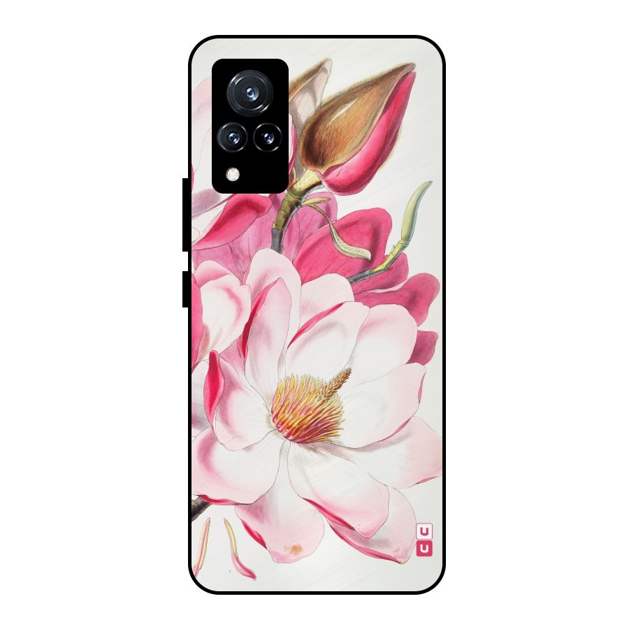 Pink Beautiful Flower Metal Back Case for Vivo V21 5G