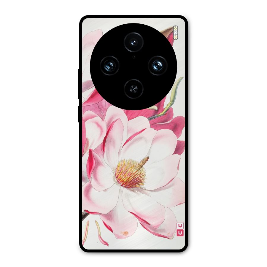 Pink Beautiful Flower Metal Back Case for Vivo X100 Pro