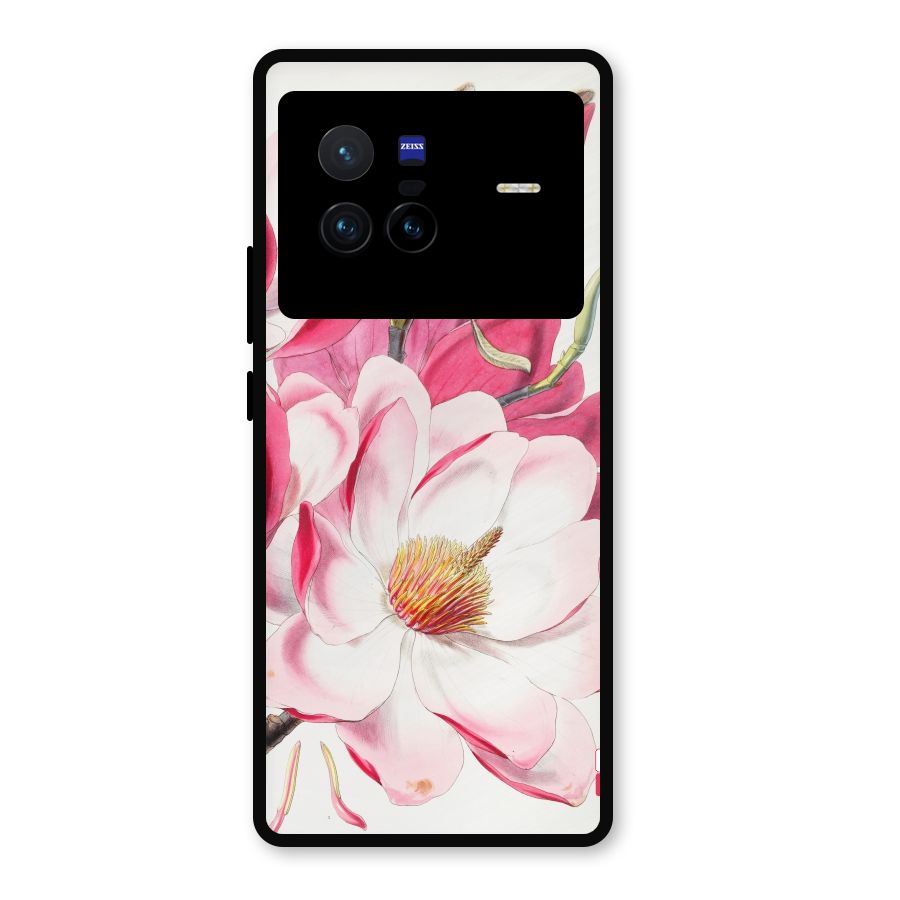 Pink Beautiful Flower Metal Back Case for Vivo X80