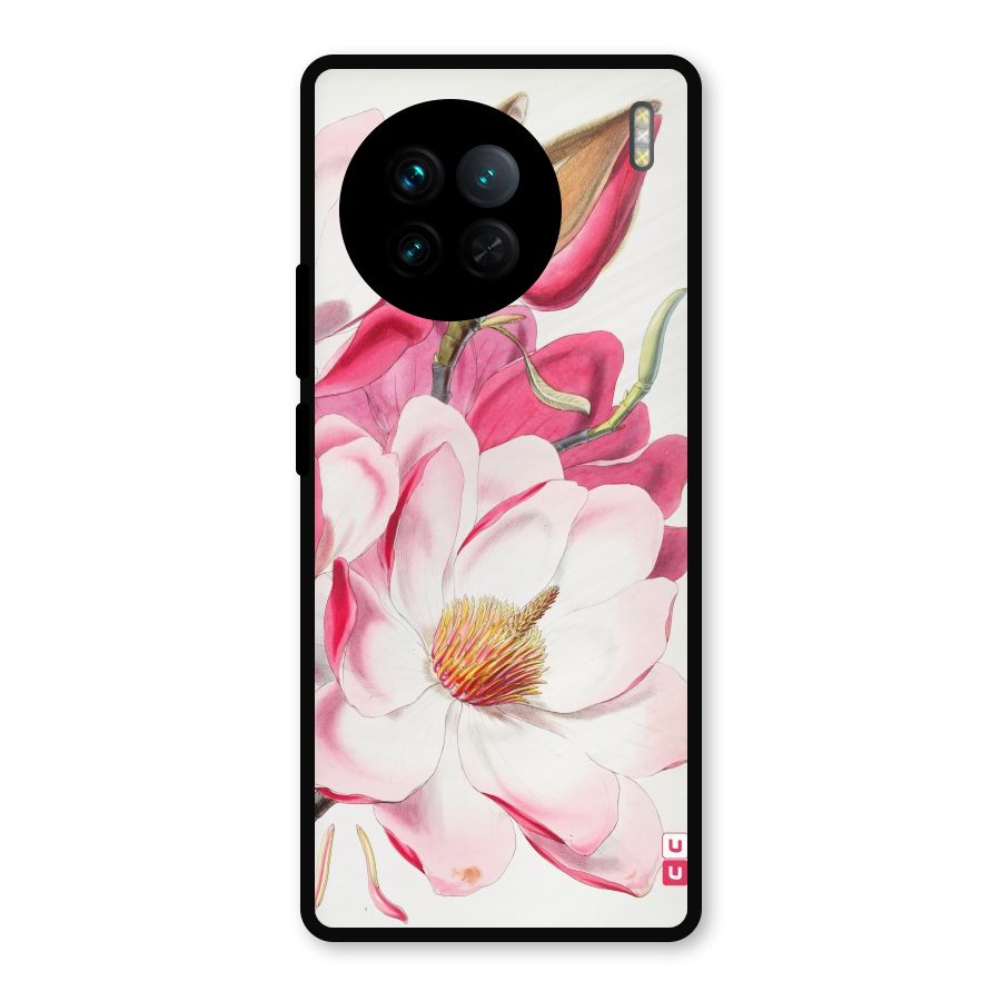 Pink Beautiful Flower Metal Back Case for Vivo X90