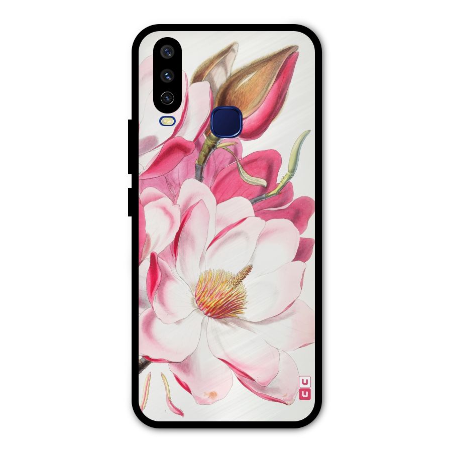 Pink Beautiful Flower Metal Back Case for Vivo Y12
