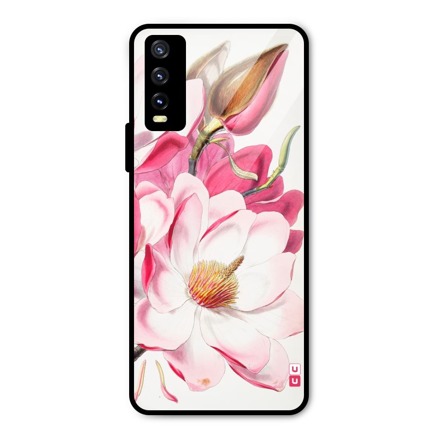 Pink Beautiful Flower Metal Back Case for Vivo Y20