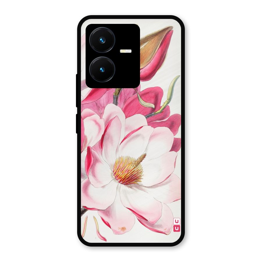 Pink Beautiful Flower Metal Back Case for Vivo Y22
