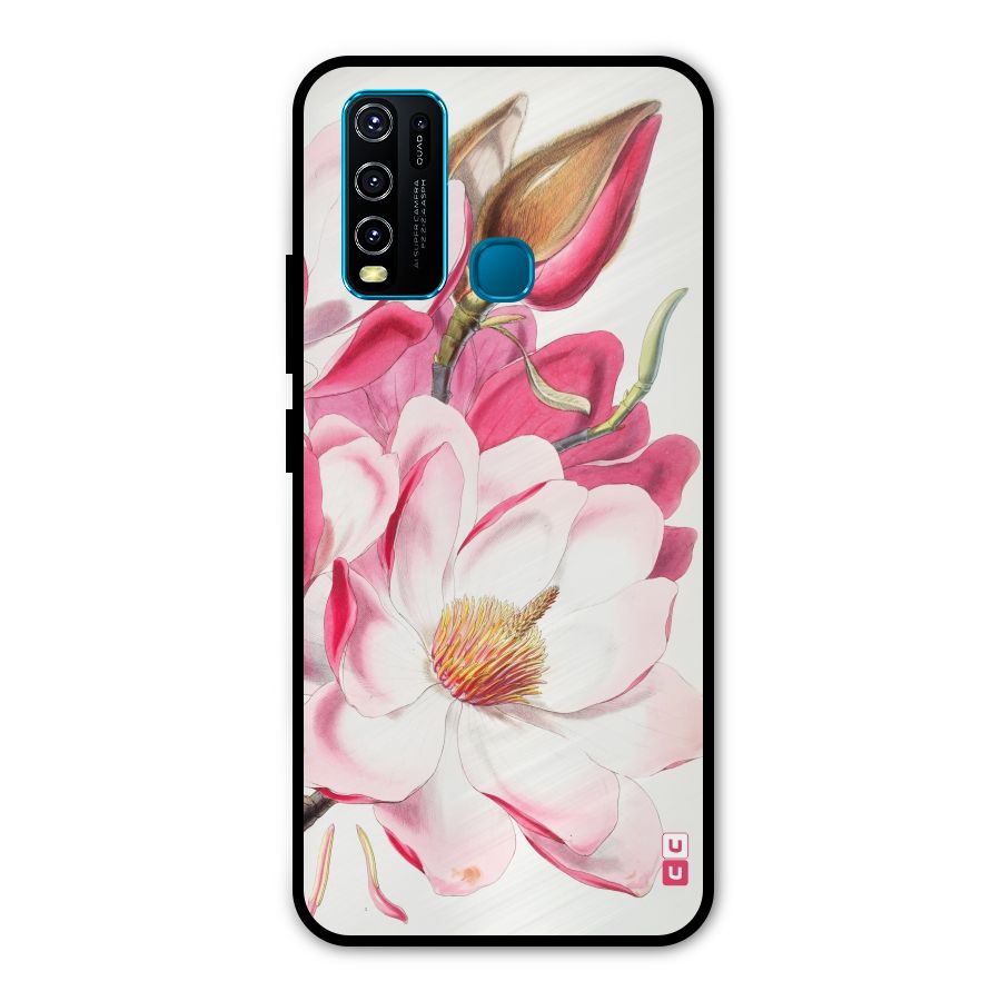 Pink Beautiful Flower Metal Back Case for Vivo Y50