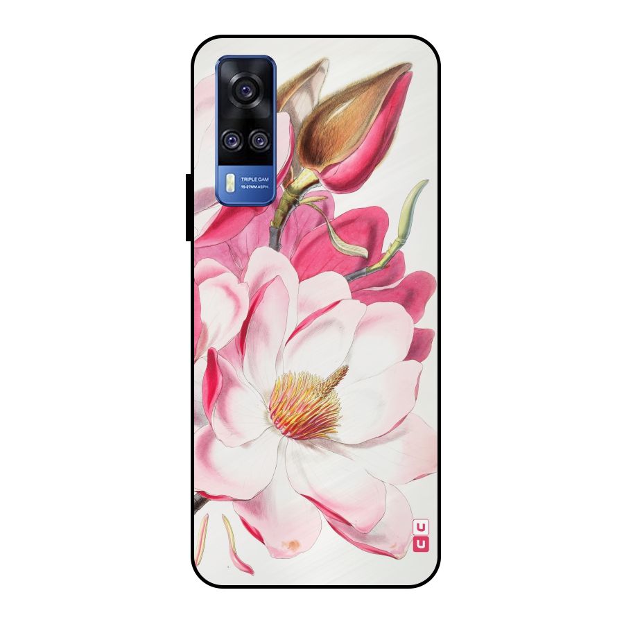 Pink Beautiful Flower Metal Back Case for Vivo Y51