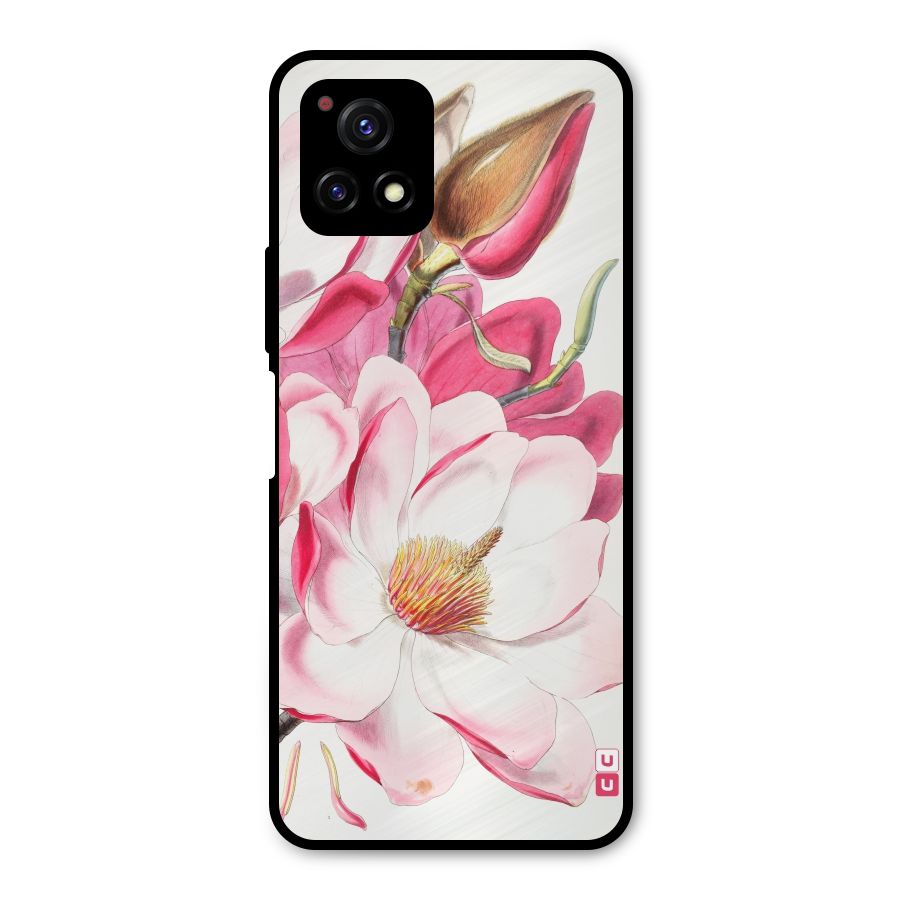 Pink Beautiful Flower Metal Back Case for Vivo Y72 5G