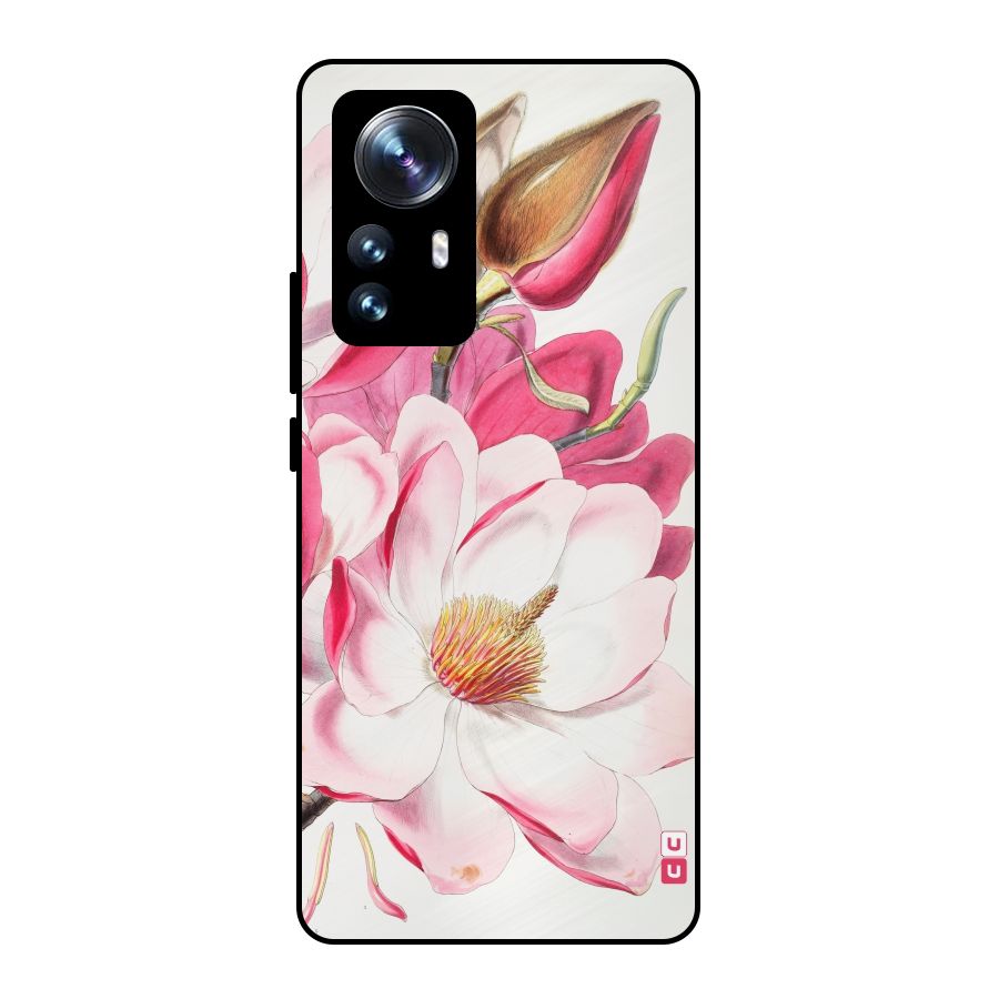 Pink Beautiful Flower Metal Back Case for Xiaomi 12 Pro