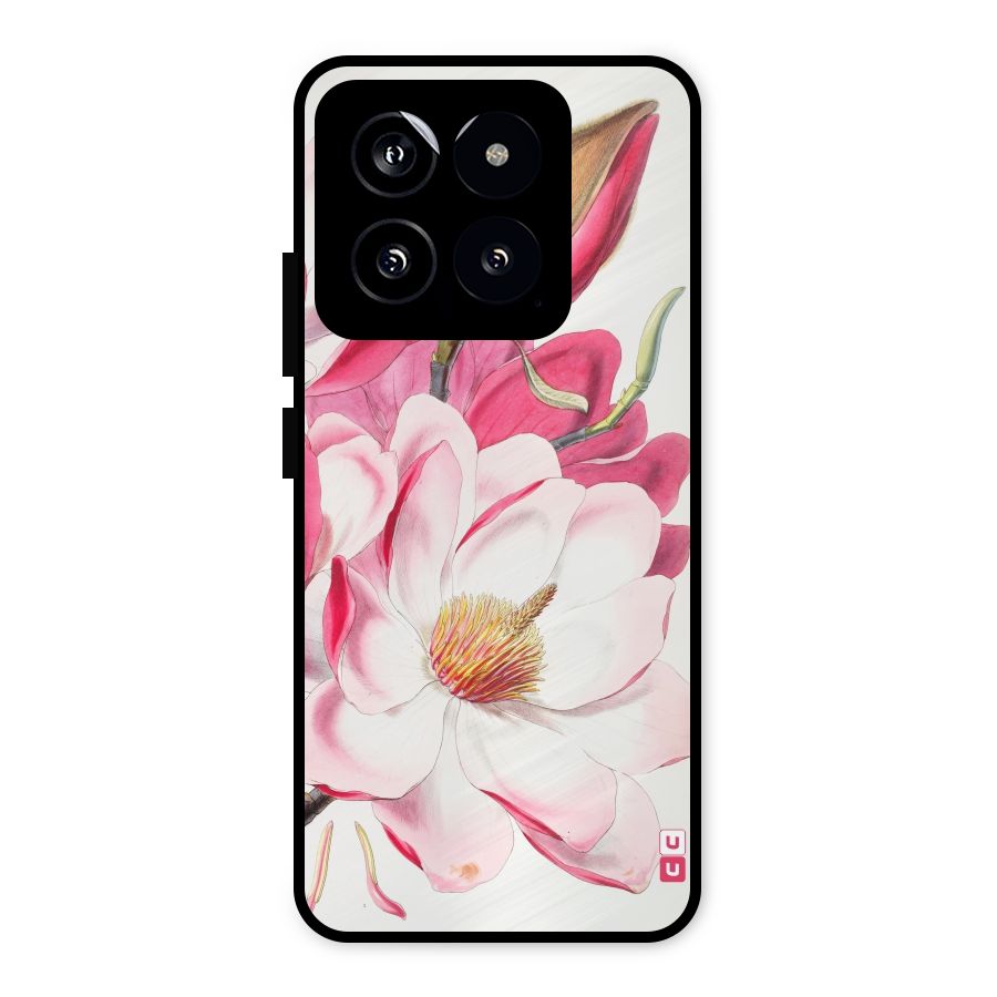 Pink Beautiful Flower Metal Back Case for Xiaomi 14