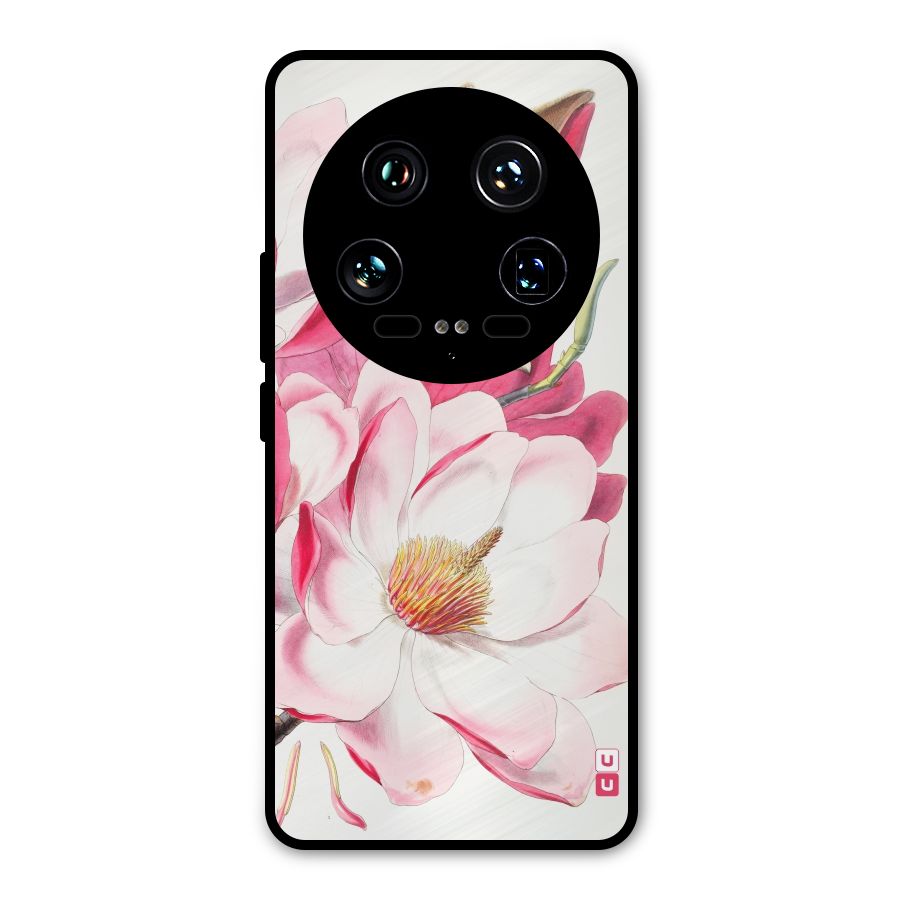 Pink Beautiful Flower Metal Back Case for Xiaomi 14 Ultra