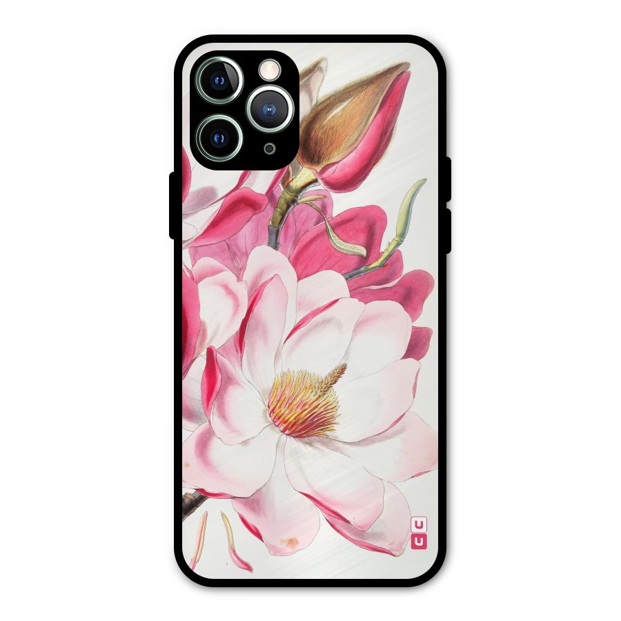 Pink Beautiful Flower Metal Back Case for iPhone 11 Pro Max
