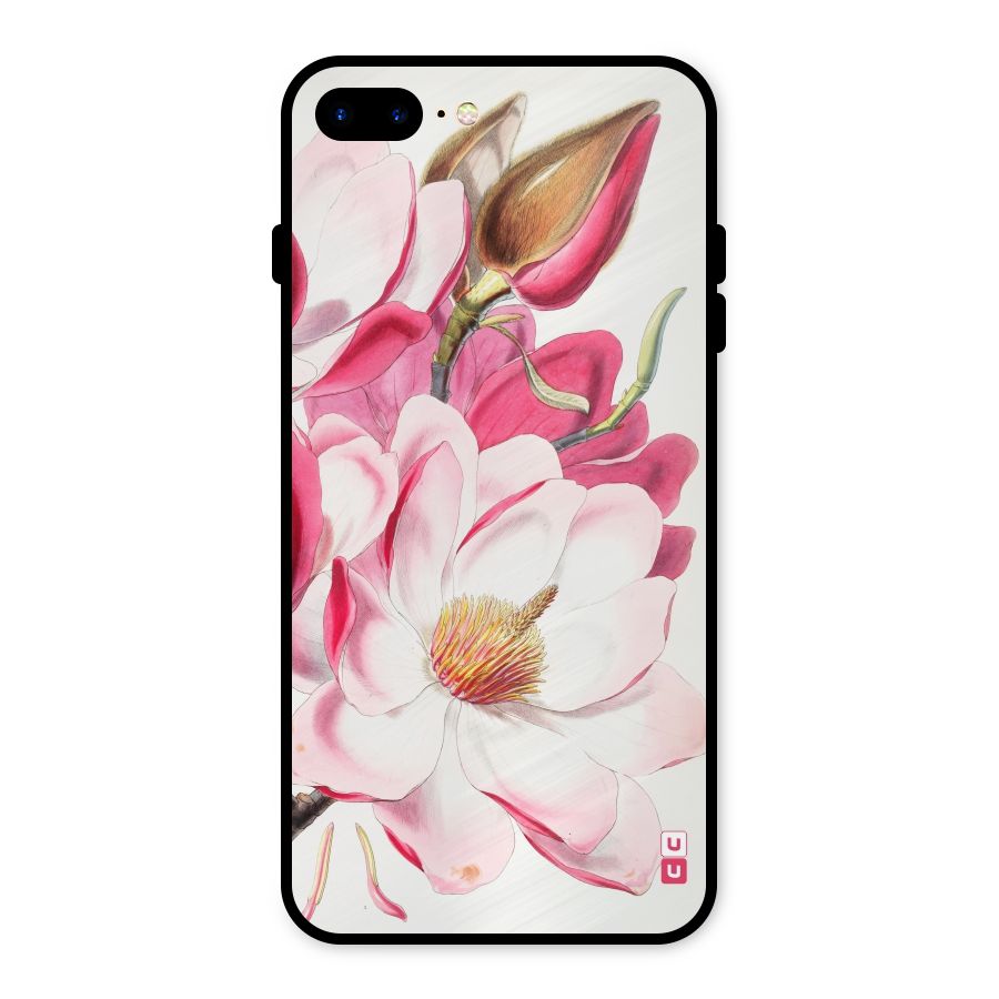 Pink Beautiful Flower Metal Back Case for iPhone 7 Plus