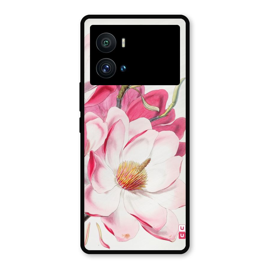 Pink Beautiful Flower Metal Back Case for iQOO 9 Pro