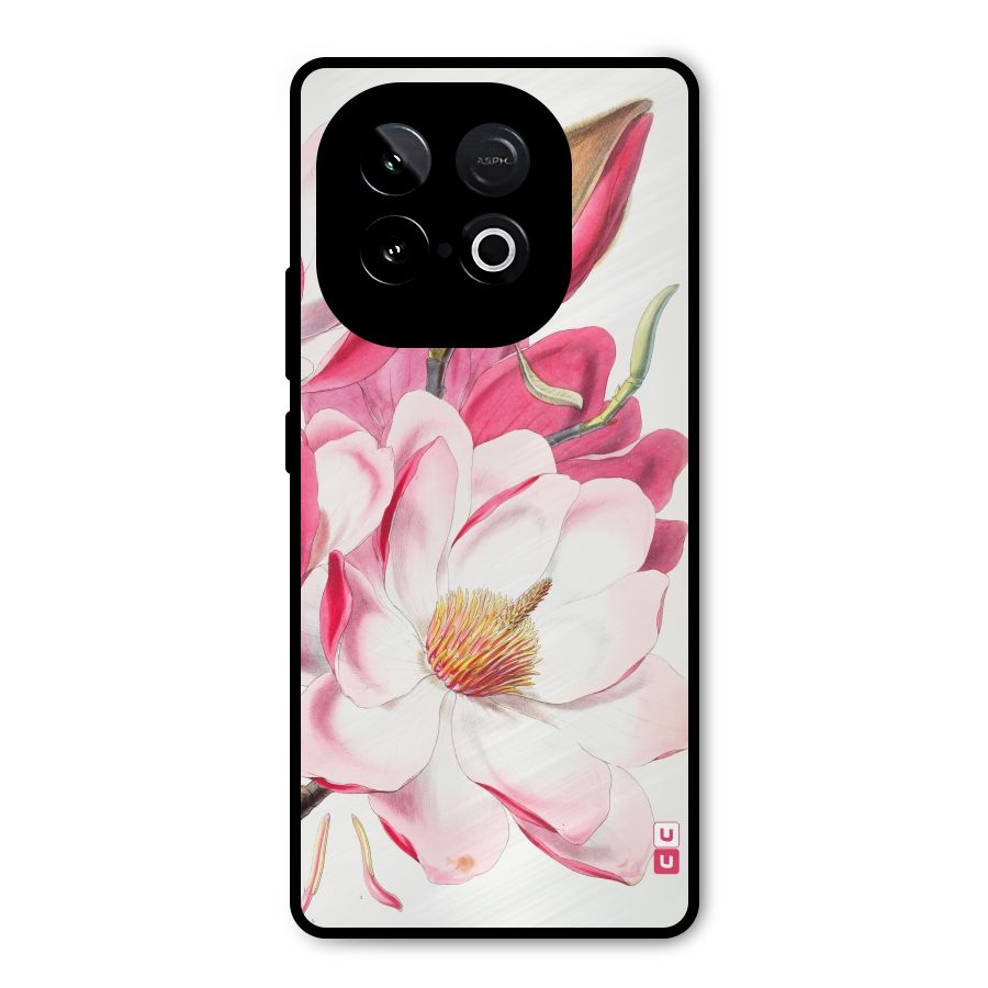 Pink Beautiful Flower Metal Back Case for iQOO Neo 10