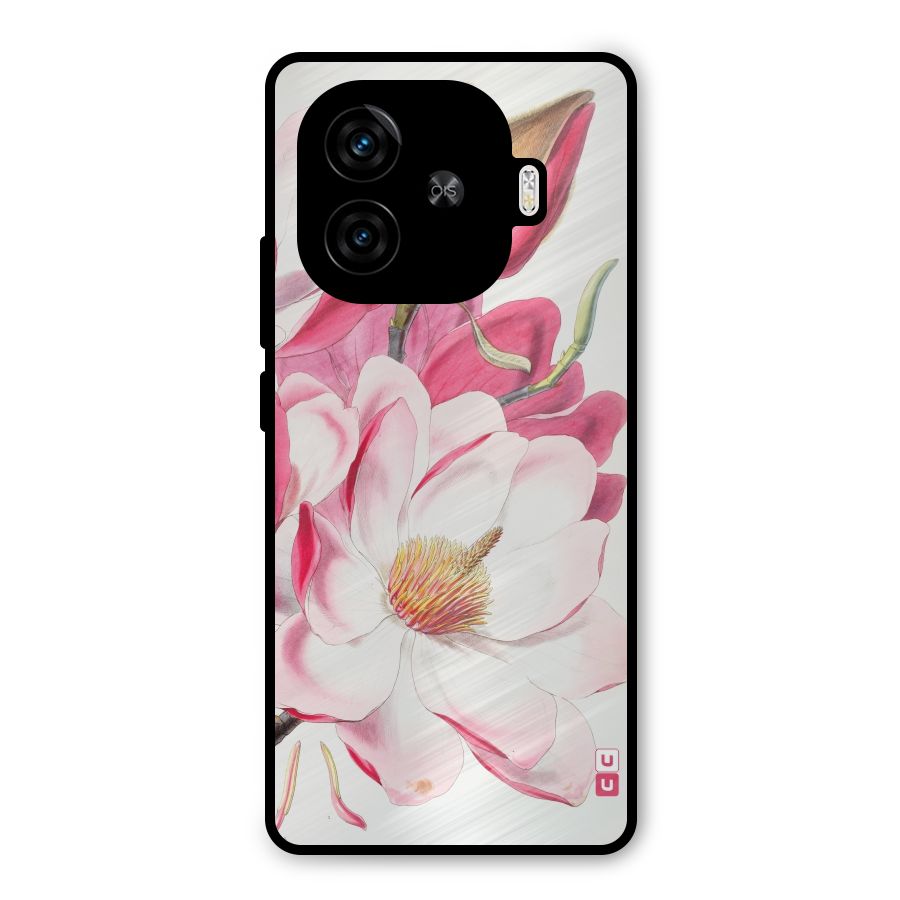 Pink Beautiful Flower Metal Back Case for iQOO Neo 10R