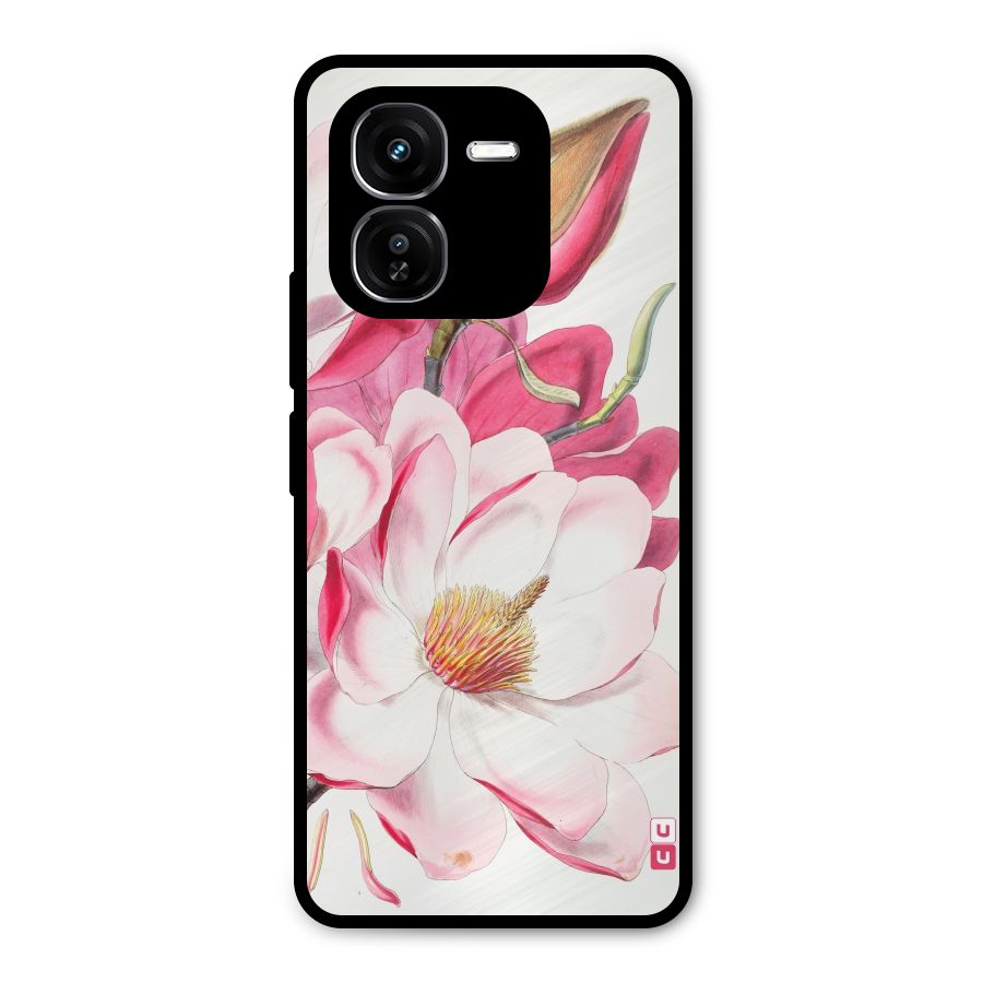 Pink Beautiful Flower Metal Back Case for iQOO Z9x