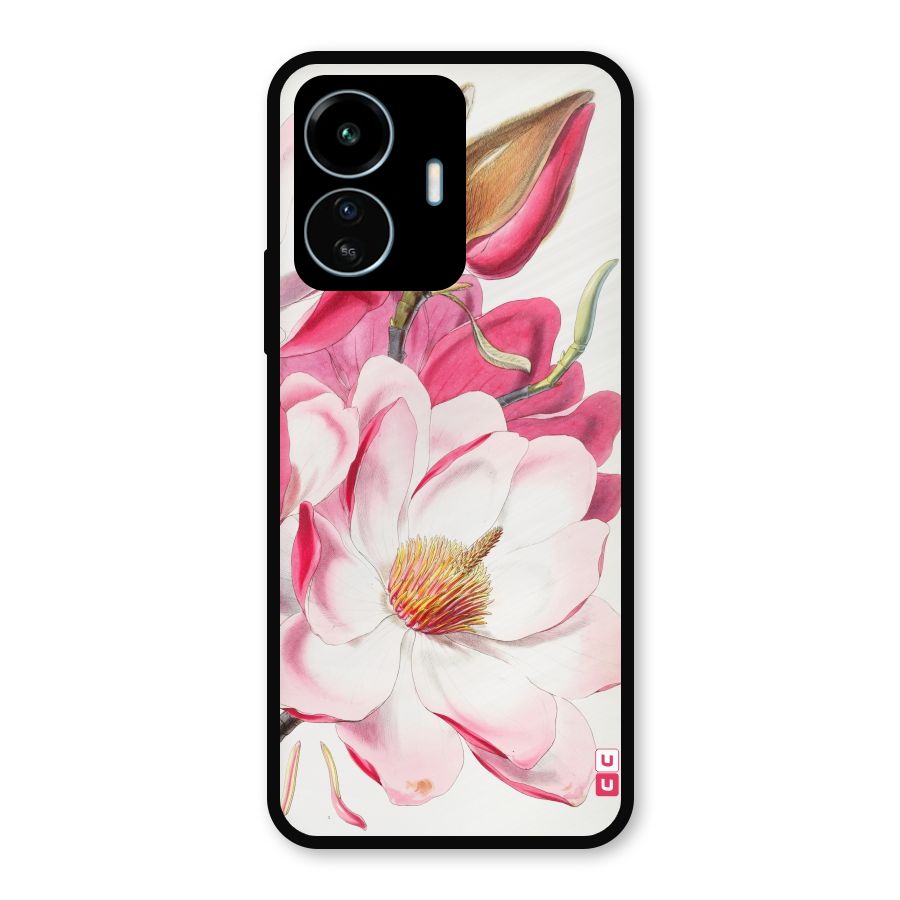 Pink Beautiful Flower Metal Back Case for vivo iQOO Z6 Lite 5G