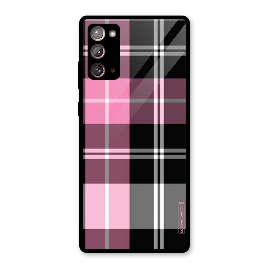 Pink Black Check Glass Back Case for Galaxy Note 20