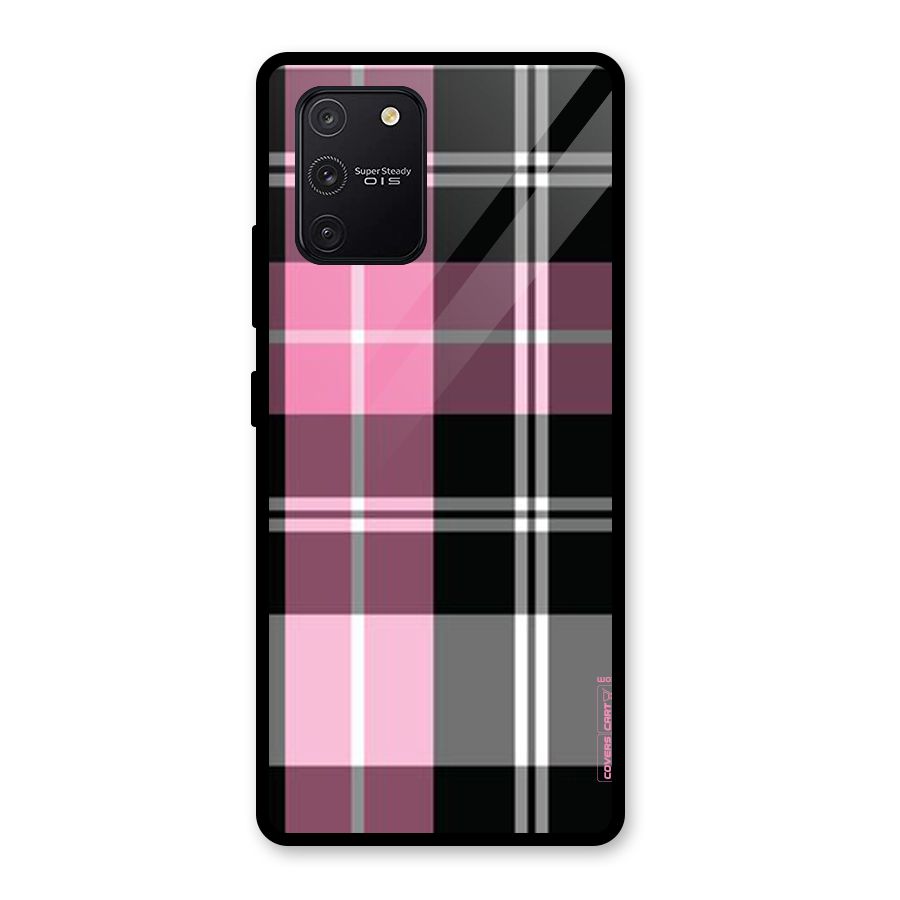 Pink Black Check Glass Back Case for Galaxy S10 Lite
