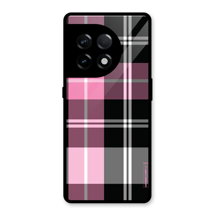 Pink Black Check Glass Back Case for OnePlus 11R