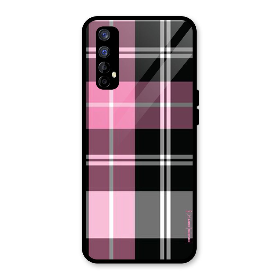 Pink Black Check Glass Back Case for Realme Narzo 20 Pro