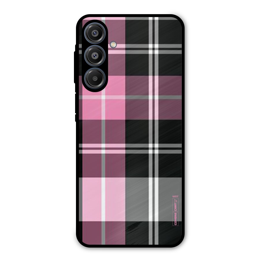 Pink Black Check Metal Back Case for Galaxy A16 5G
