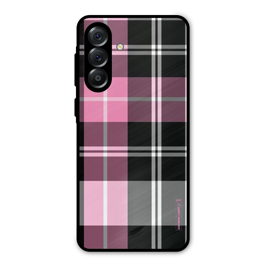 Pink Black Check Metal Back Case for Galaxy A36