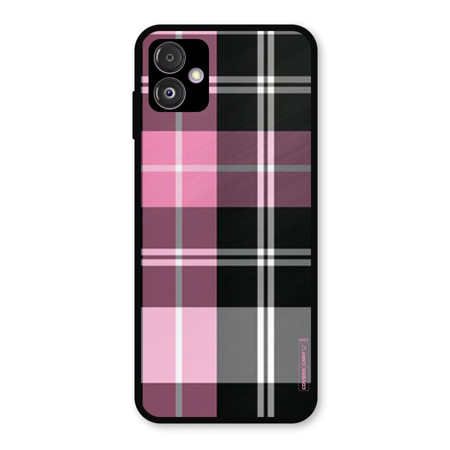 Pink Black Check Metal Back Case for Galaxy F14