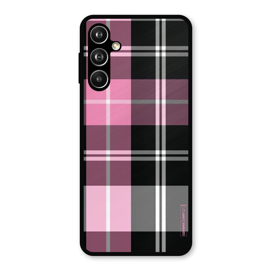 Pink Black Check Metal Back Case for Galaxy F54