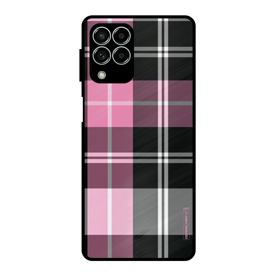 Pink Black Check Metal Back Case for Galaxy M33