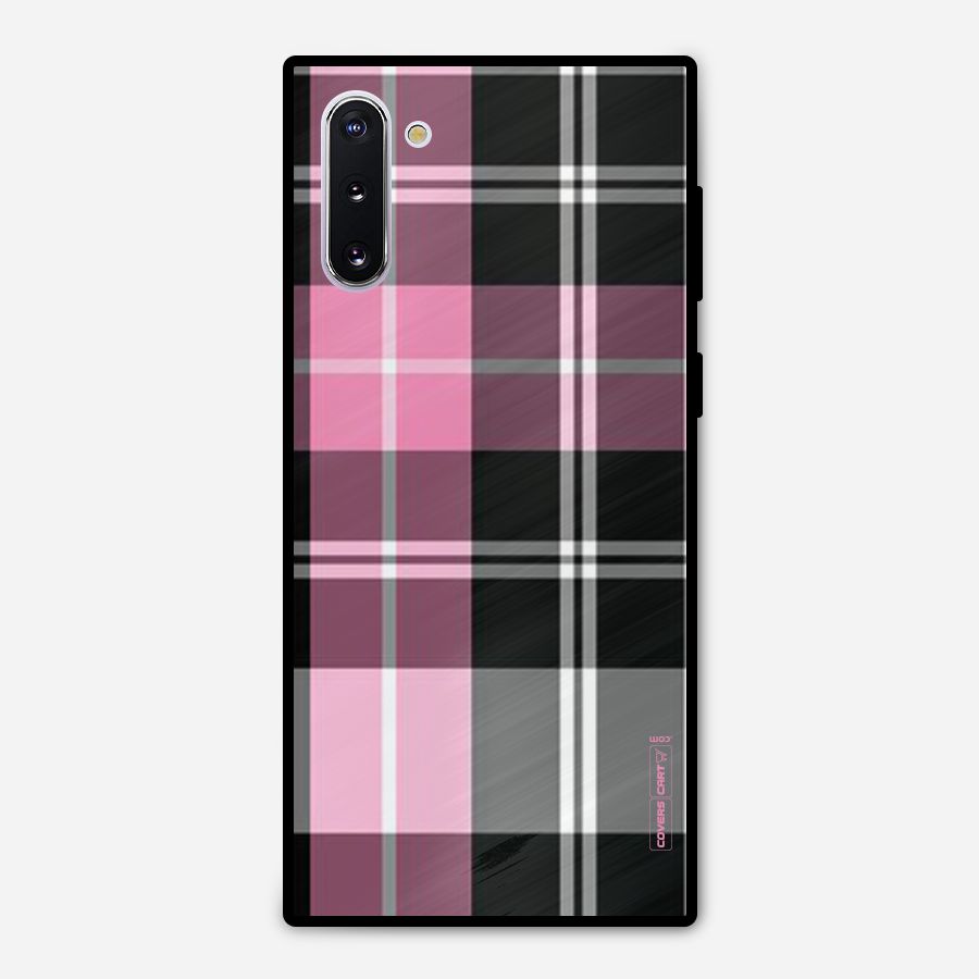 Pink Black Check Metal Back Case for Galaxy Note 10