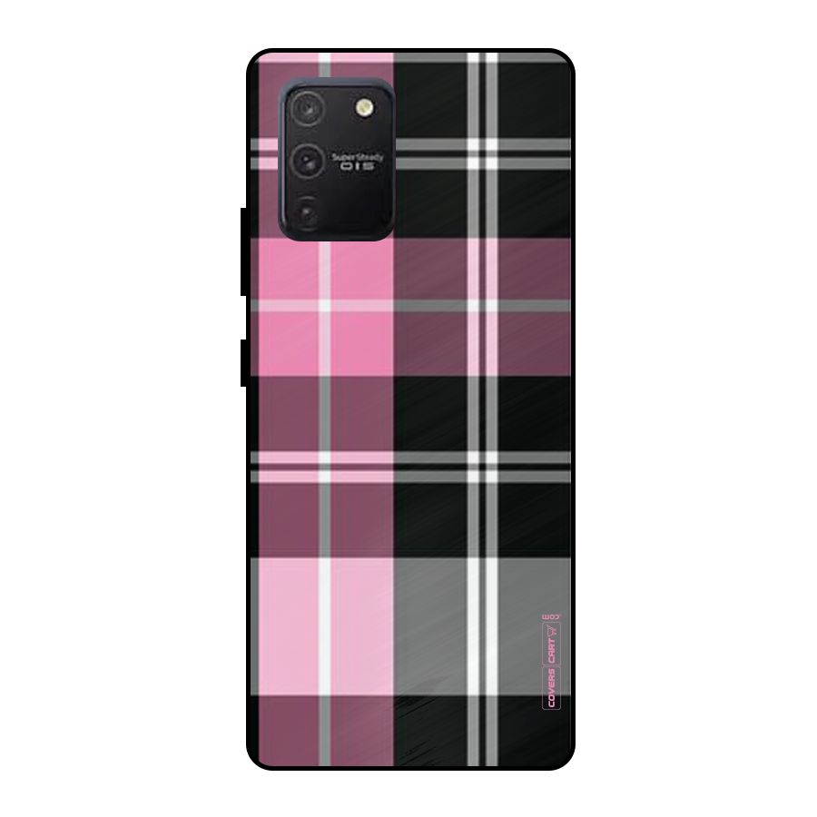 Pink Black Check Metal Back Case for Galaxy S10 Lite