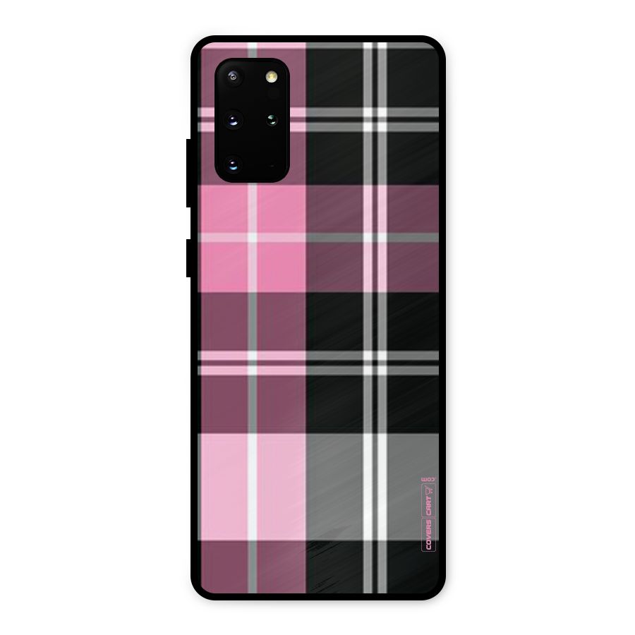 Pink Black Check Metal Back Case for Galaxy S20 Plus