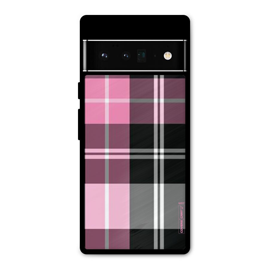 Pink Black Check Metal Back Case for Google Pixel 6 Pro