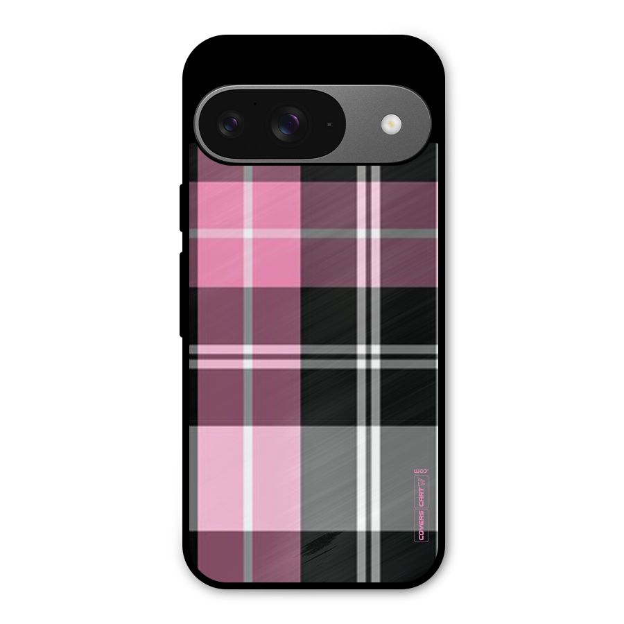 Pink Black Check Metal Back Case for Google Pixel 9